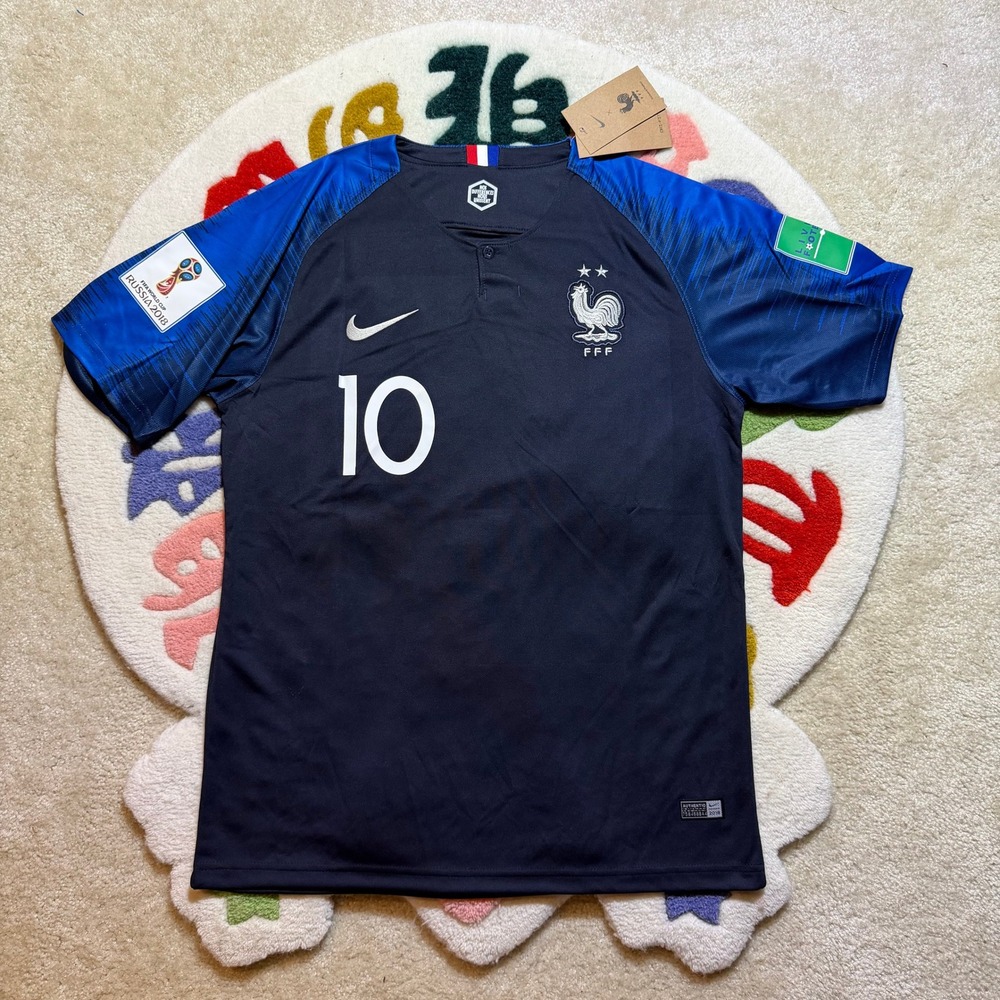 Nike France 2018 World Cup Mbappe 10 Jersey Navy Blue Size Large